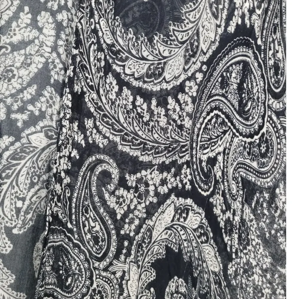 Soft Surroundings Kimono Wrap Black White Paisley Floral Soft Open One Size OS